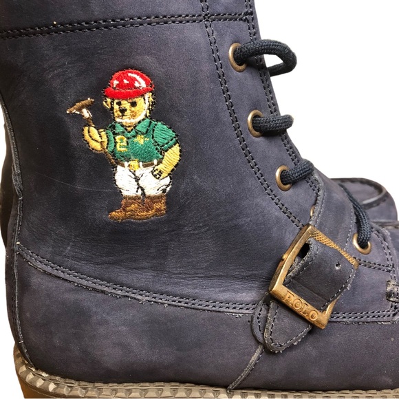 Ralph Lauren Polo Bear Boys Big Kid Ranger Hi Lace Up Leather Fashion Boot NWOT - Picture 11 of 13